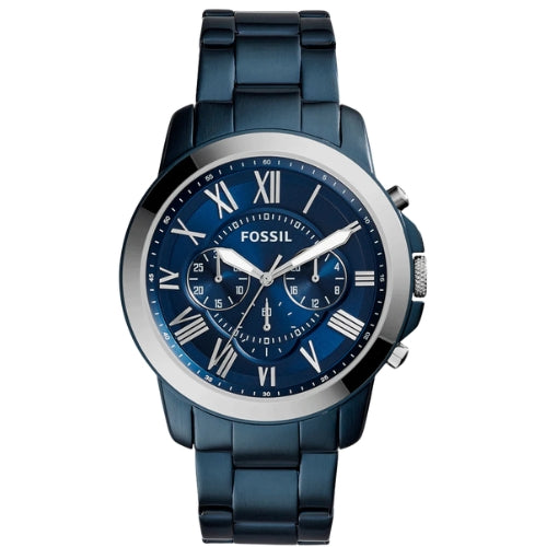 Fossil Grant 44mm Blue Dial Stainless Steel Chronograph Men's Watch FS5230