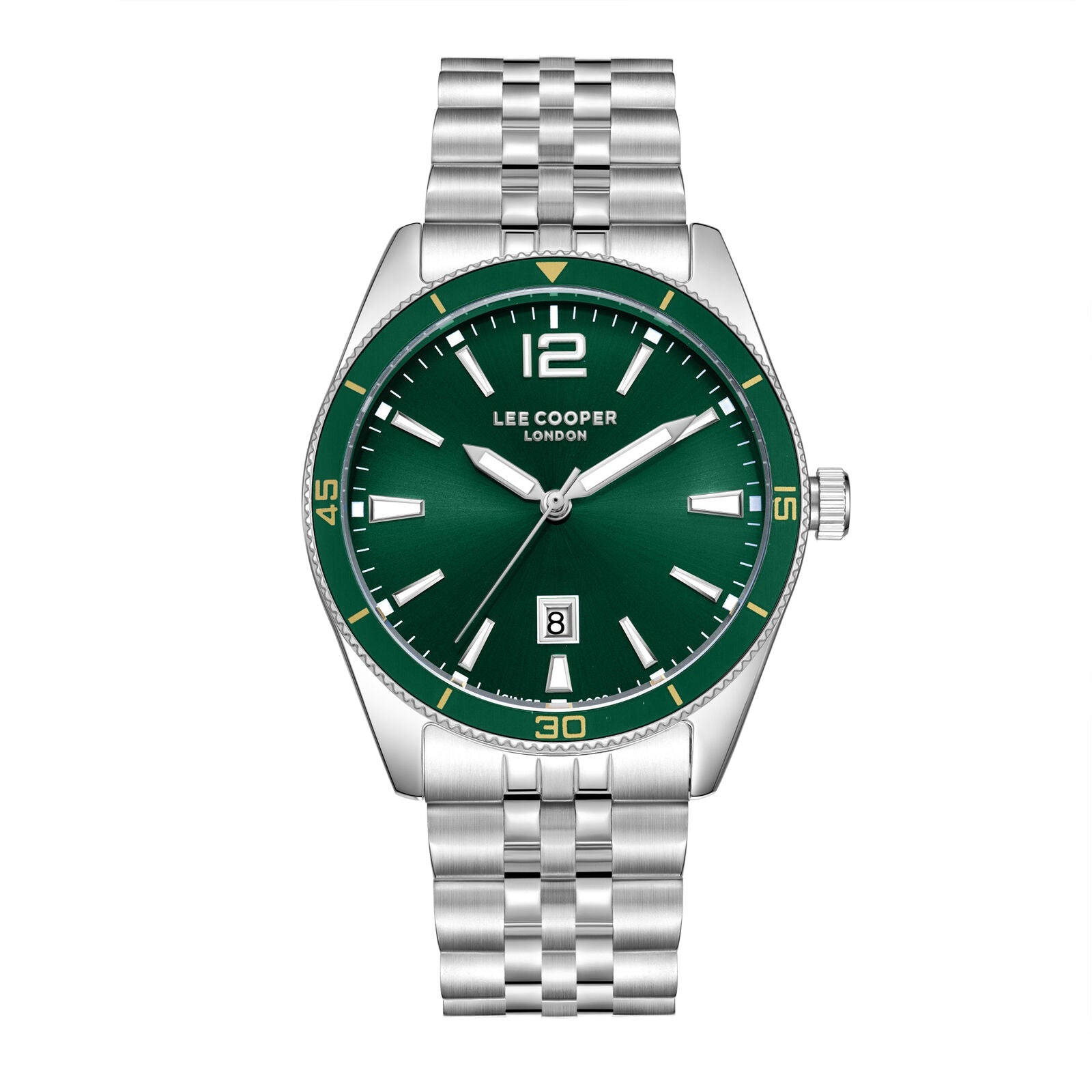 Lee Cooper Oswin Date Window Green Dial Silver Watch - LC08281.370 Main image