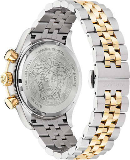 Versace 44mm Silver Dial Stainless Steel Chronograph Men's Watch VE2U00422