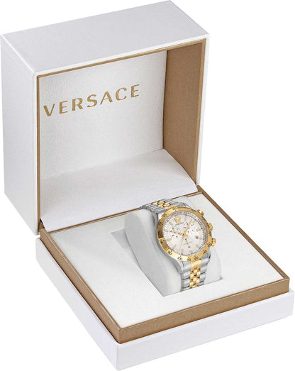 Versace 44mm Silver Dial Stainless Steel Chronograph Men's Watch VE2U00422