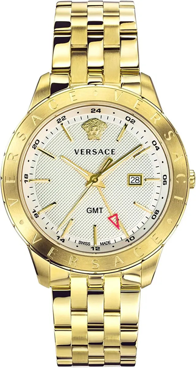 Versace Univers Quartz White Dial Gold Steel Strap Men's Watch - VEBK00518 Main image