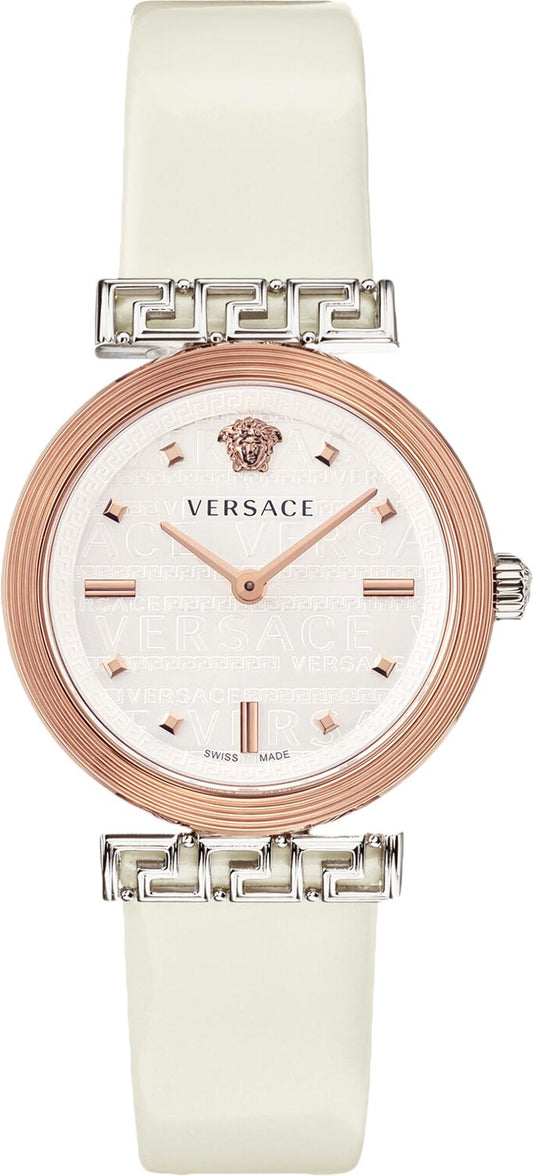 Versace Meander 35mm White Dial White Leather Women's Watch VELW00120