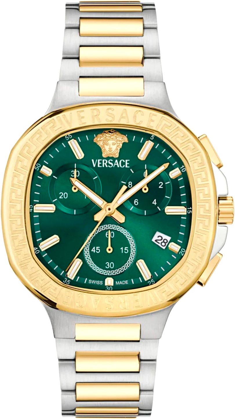 Versace V-Chrono 40mm Green Dial Stainless Steel Chronograph Unisex Watch VEVCA0624