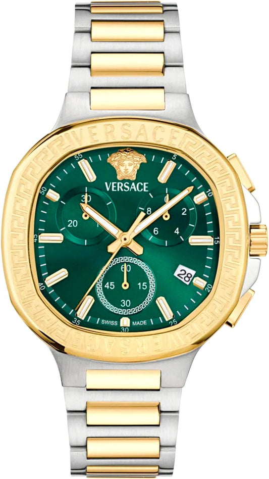 Versace V-Chrono 40mm Green Dial Stainless Steel Chronograph Unisex Watch VEVCA0624