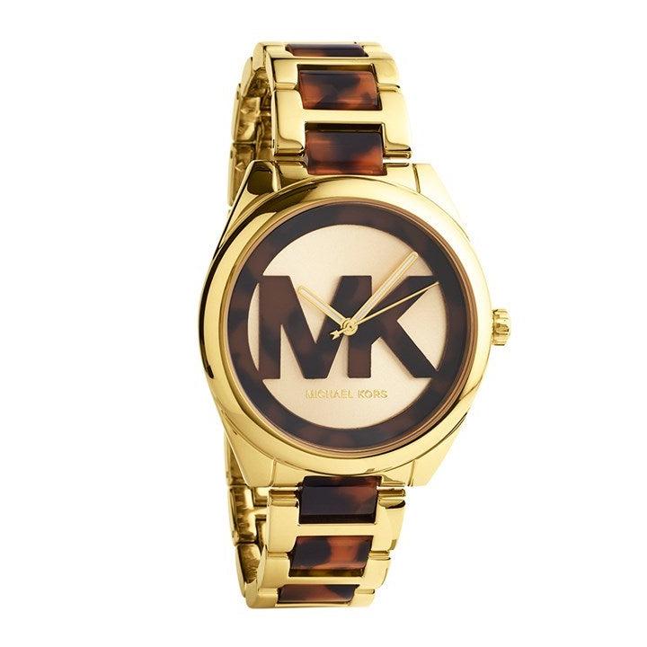 Michael Kors Janelle Three-Hand Gold and Brown Tortoise Acetate Women's Watch - MK7136 Hoofdafbeelding