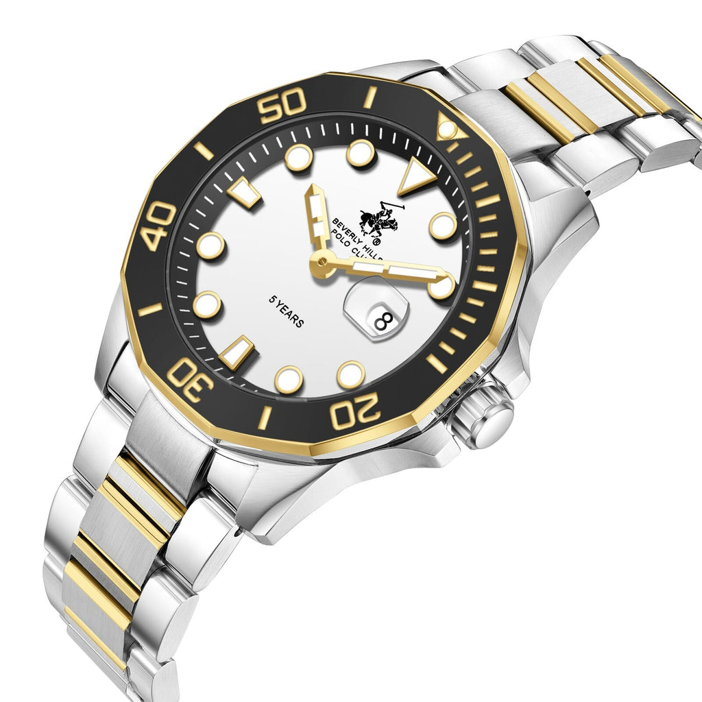 Beverly Hills Polo Club 5 Year White Dial Two-Tone Date Watch BP3878X.230