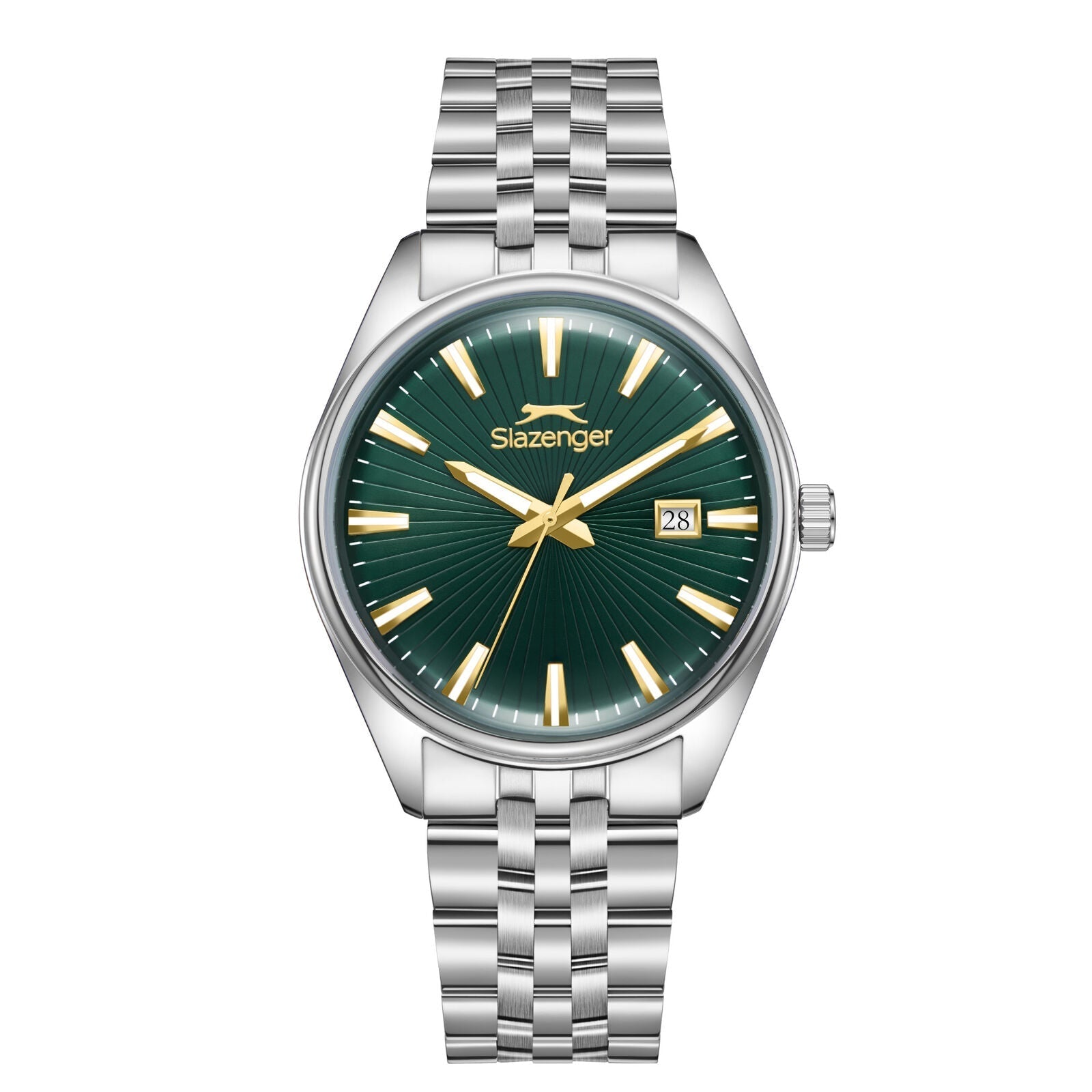 Slazenger Heritage Day Date Window Dark Green Dial Silver Watch - SL.09.2580.1.370