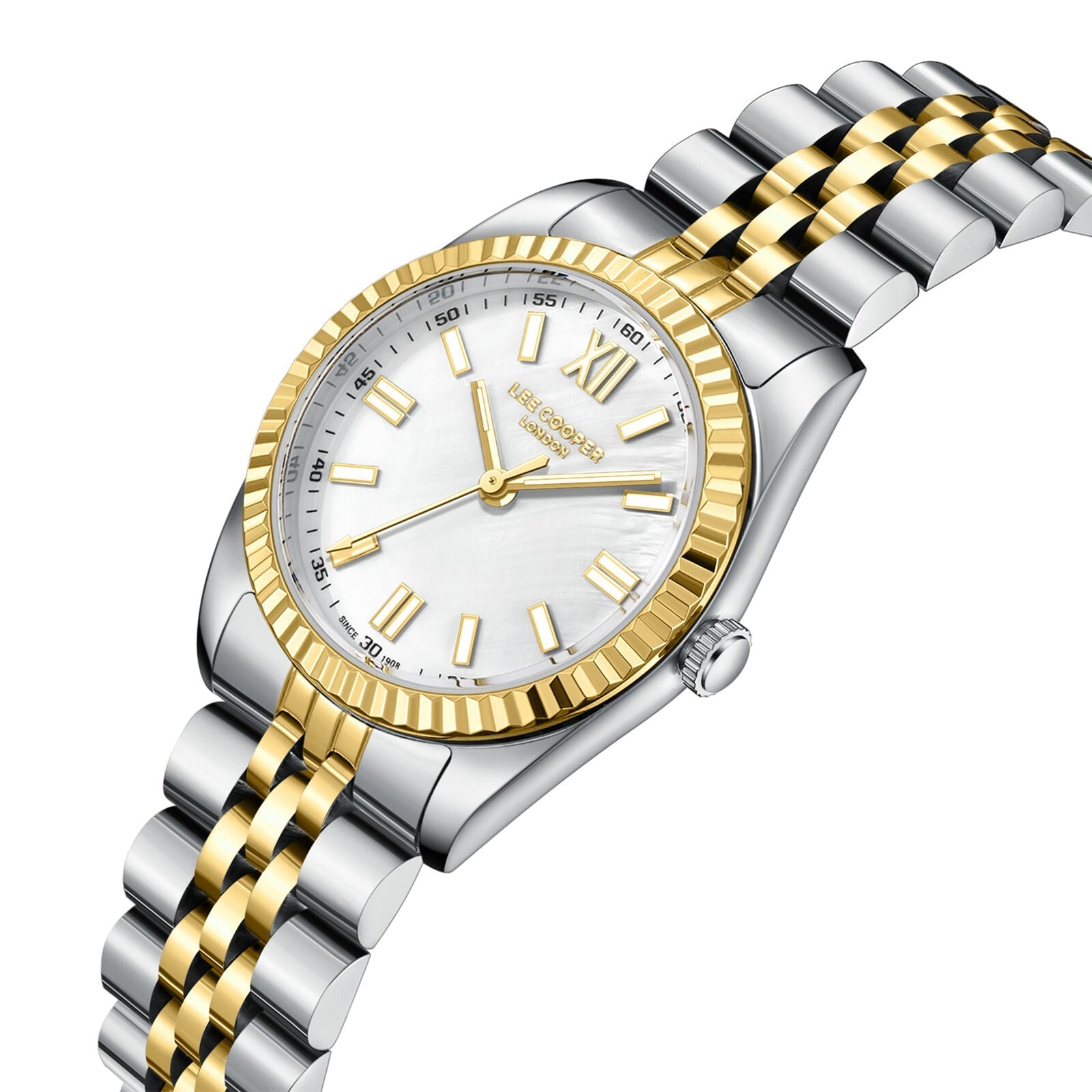 Lee Cooper Fashion White Dial Two Tone Watch - LC08303.220