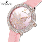 Swarovski Crystal Quartz Pink Dial Pink Leather Strap Women's Watch 5575217
