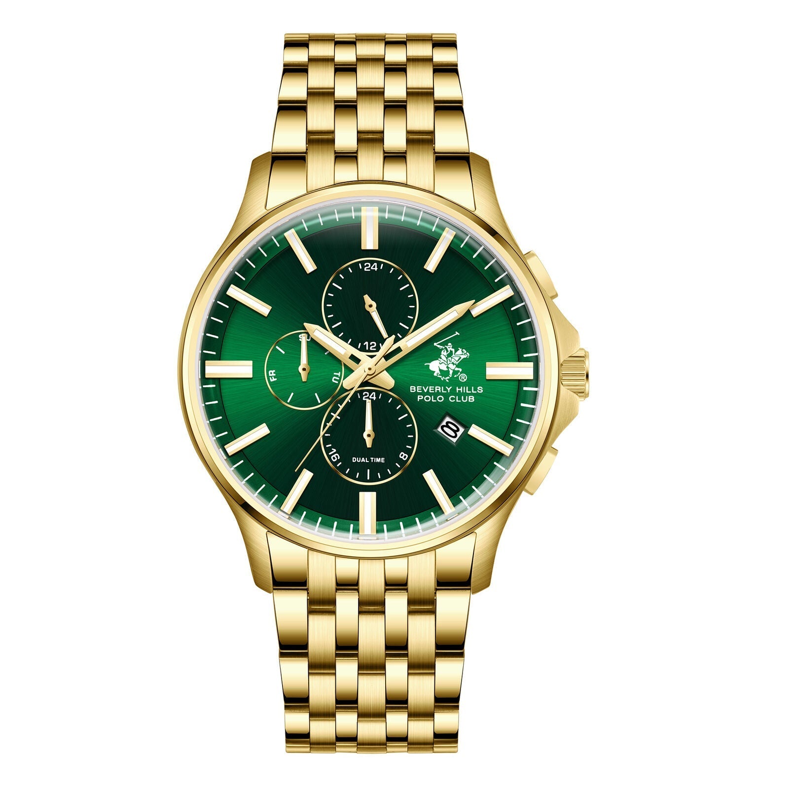 Beverly Hills Polo Club Dual Time Green Dial Gold Watch BP3852X.170 Main image