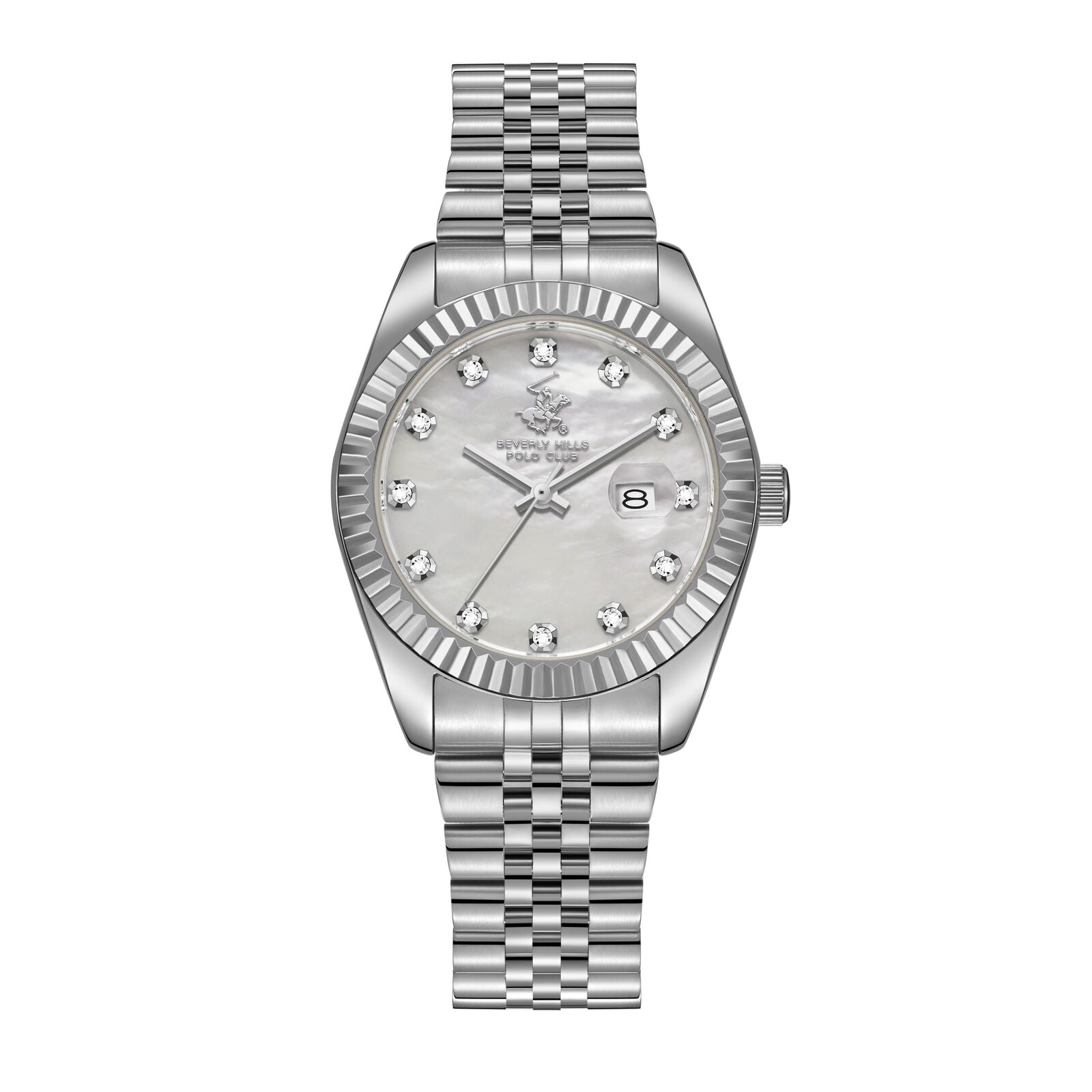 Beverly Hills Polo Club All Silver Diamond Date Watch BP3654X.320 Main image