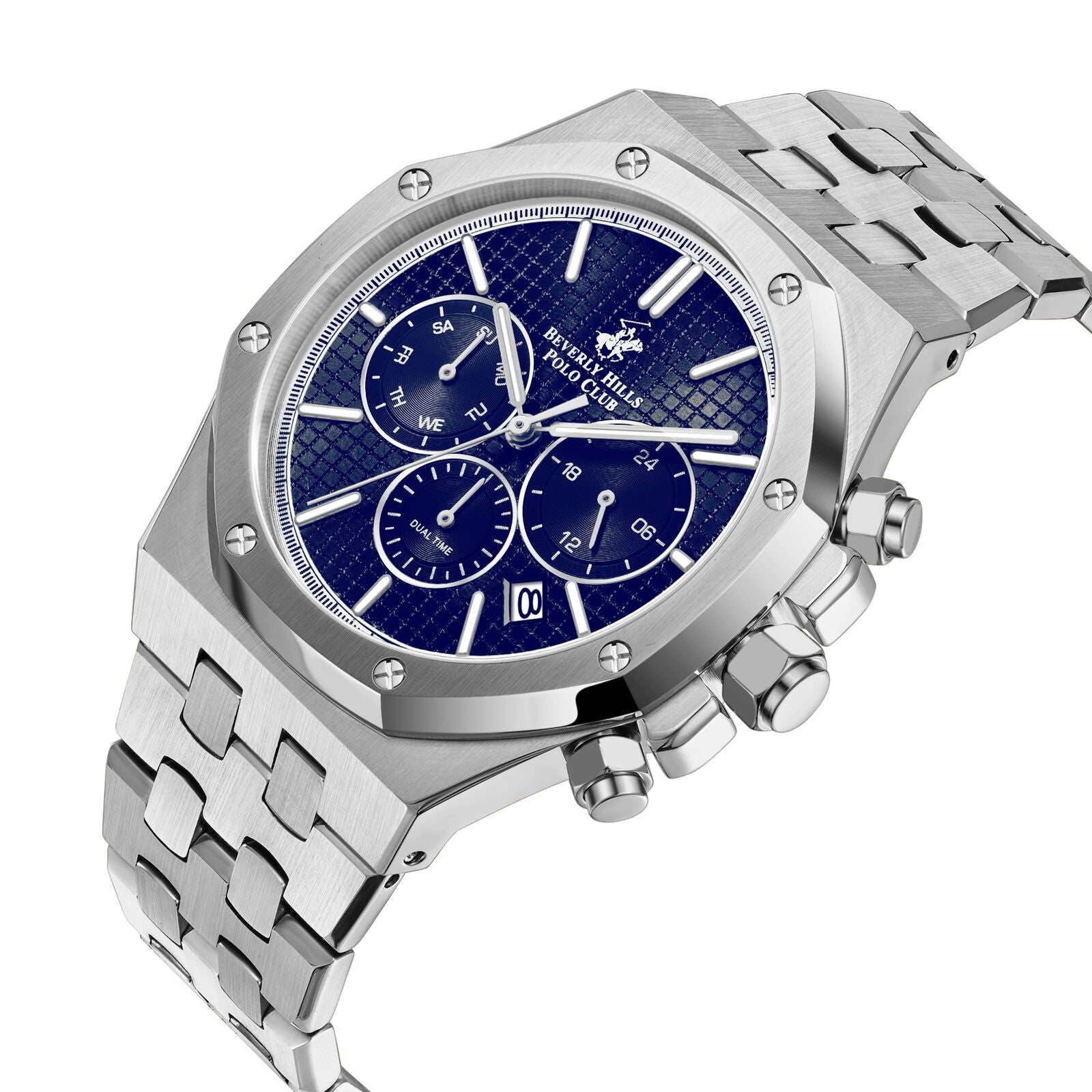 Beverly Hills Polo Club Dual Time Multifunction Blue Dial Silver Watch BP3051X.391 Secondary image