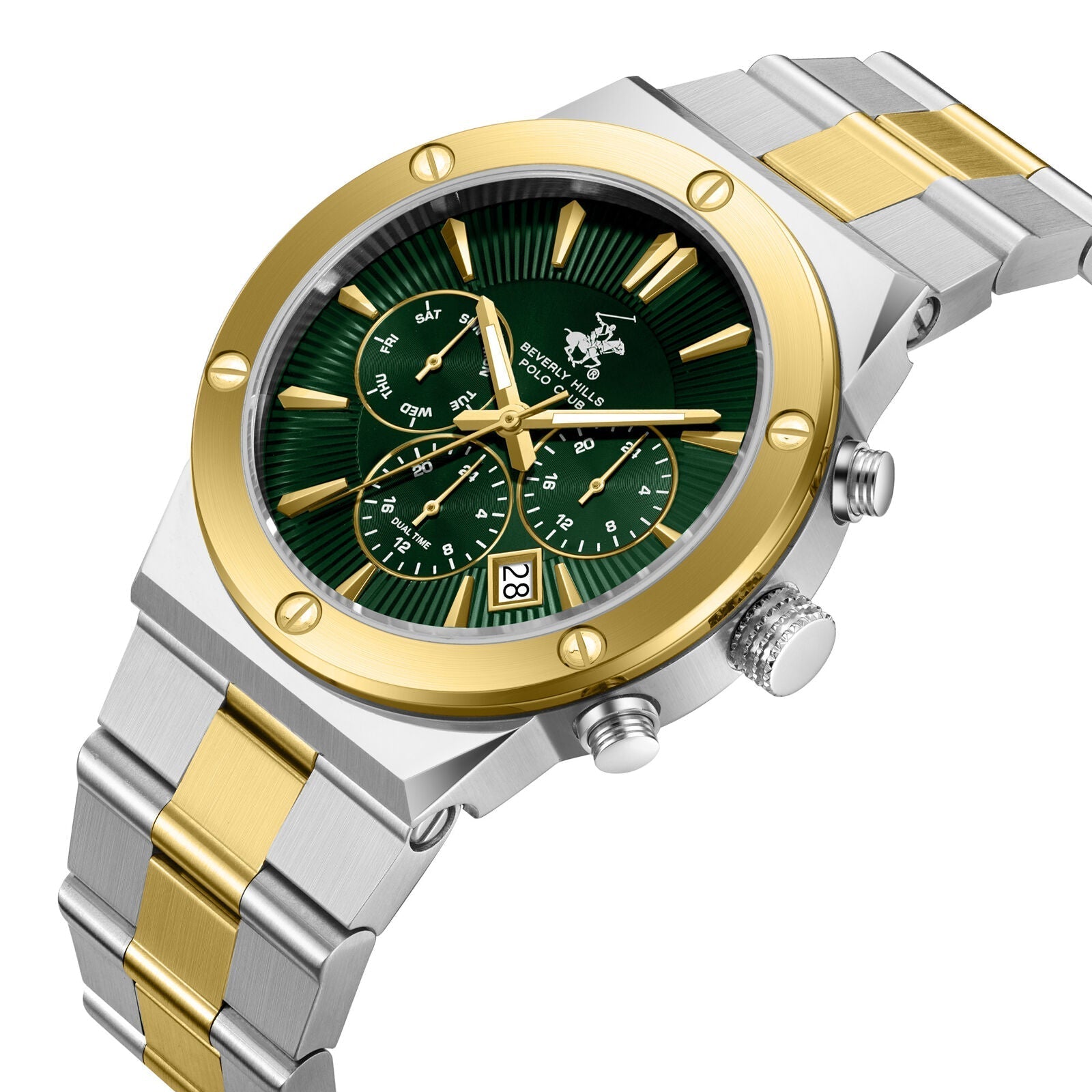 Beverly Hills Polo Club Dual Time Green Dial Two-Tone Watch BP3871X.270 Secondary image