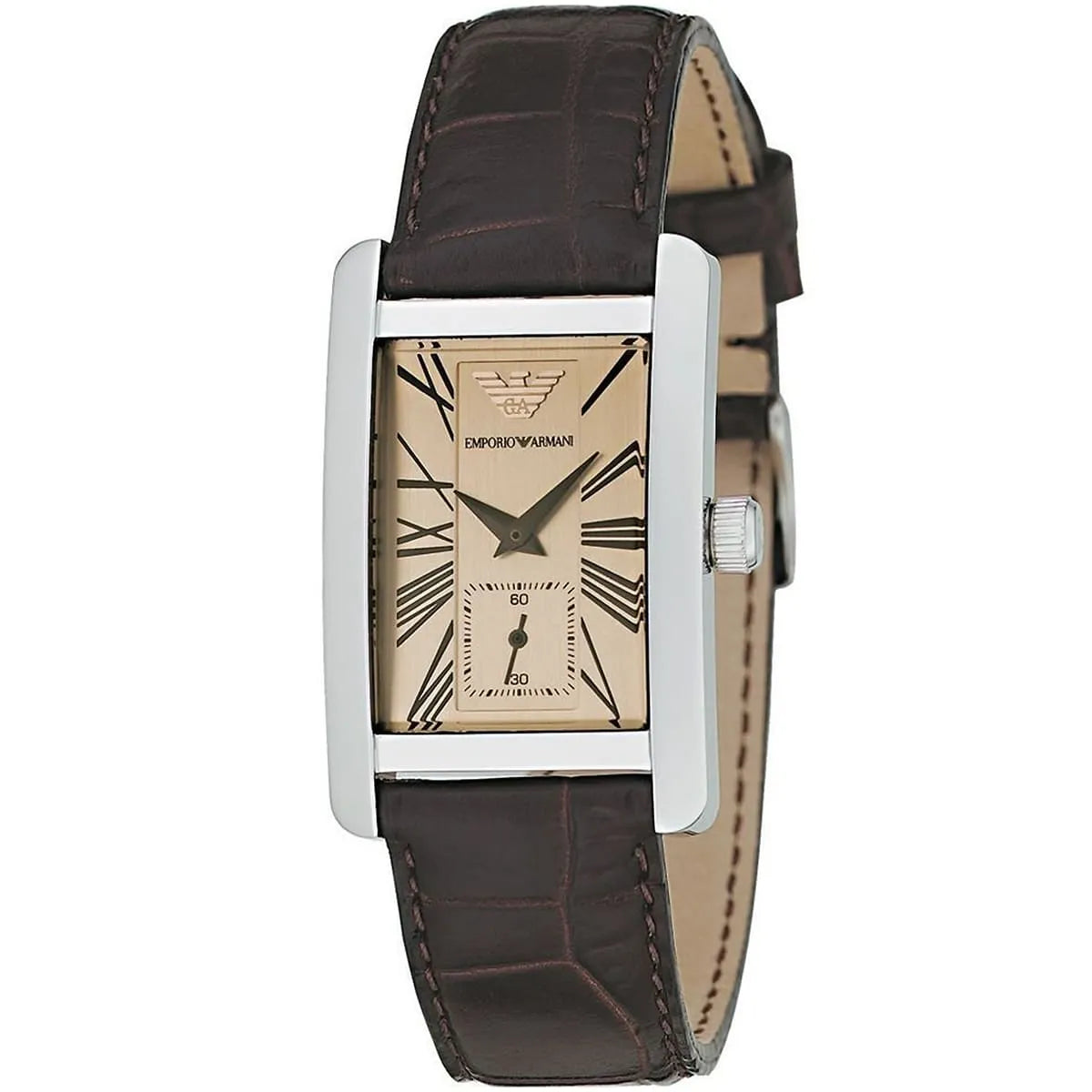 Emporio Armani Gianni Rectangular Dark Brown Genuine Leather women's watch - AR0155 Secundaire afbeelding