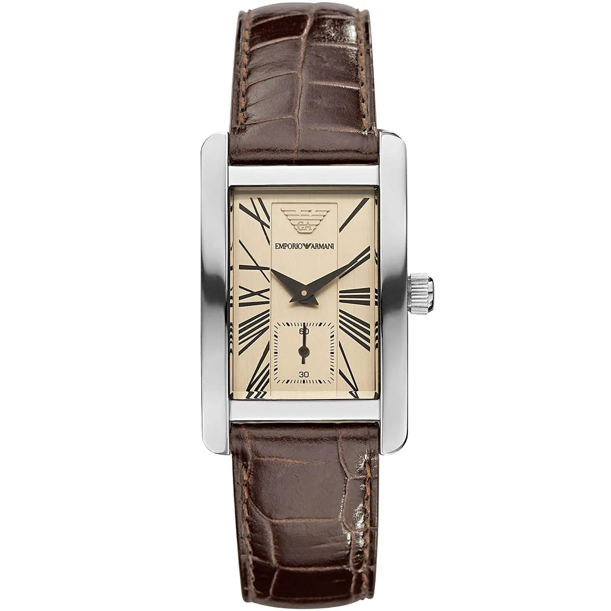 Emporio Armani Gianni Rectangular Dark Brown Genuine Leather women's watch - AR0155 Hoofdafbeelding