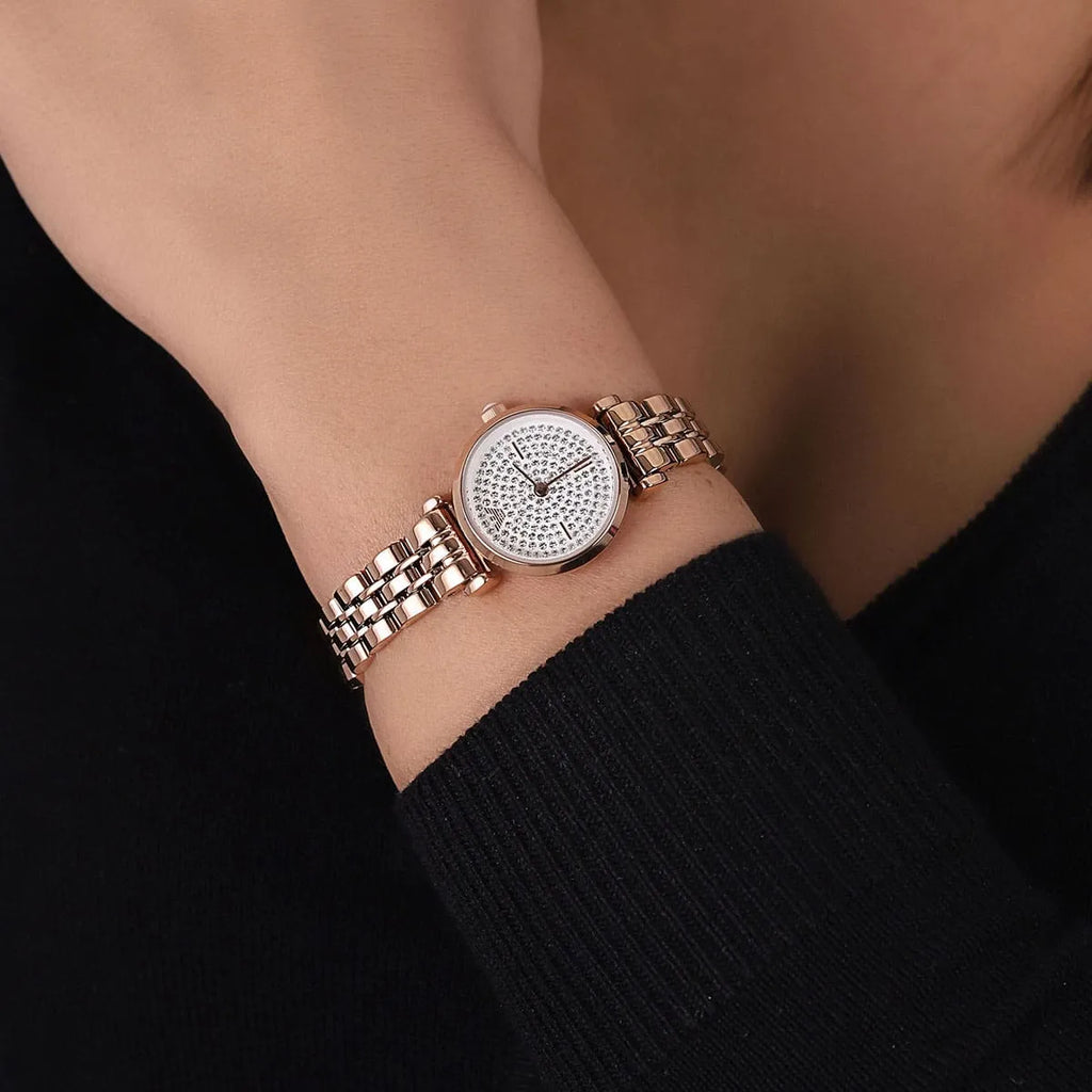 Emporio Armani Gianni T-Bar Quartz Rose Gold Women's Watch - AR11266
