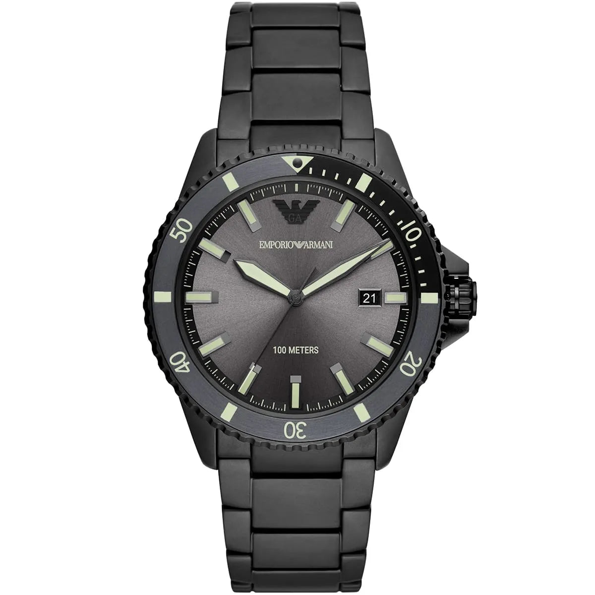 Watch Diver Diver Grey Sunray date window Dial Black PVD Men's Watch - AR11398 Hoofdafbeelding