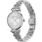 Emporio Armani Gianni T-Bar Sunray Silver Crystal Silver Women's Watch - AR11445