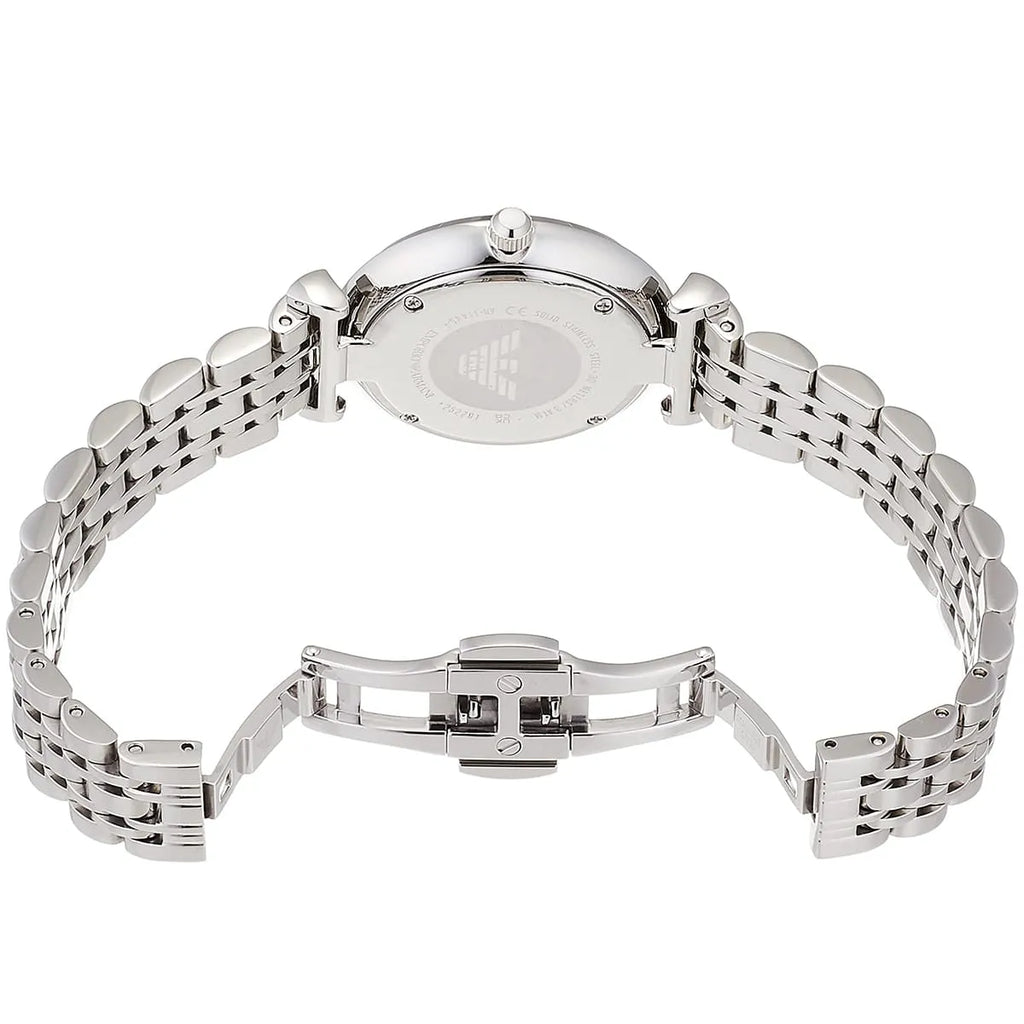 Emporio Armani Gianni T-Bar Sunray Silver Crystal Silver Women's Watch - AR11445