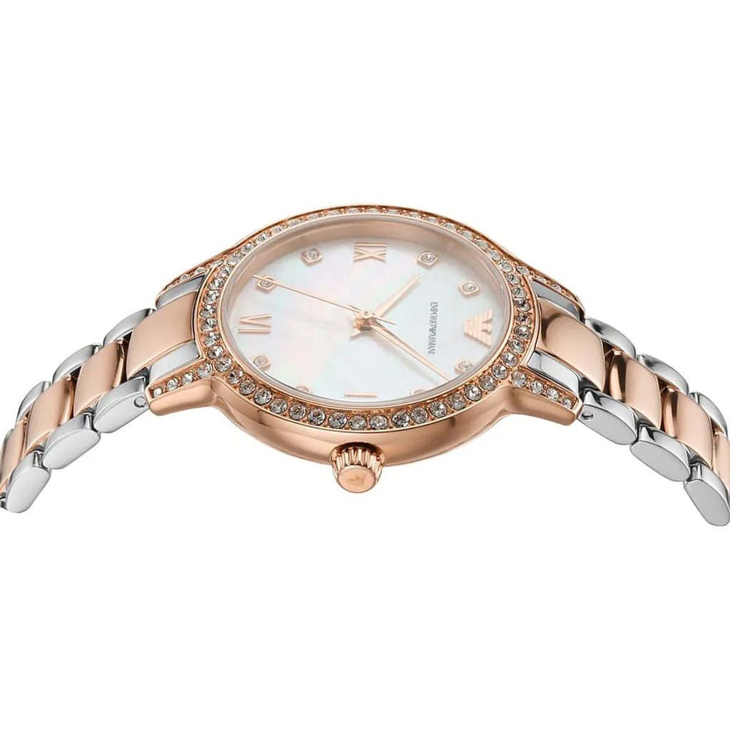 Emporio Armani Cleo White MOP Dial Two-tone Women's Watch - AR11499