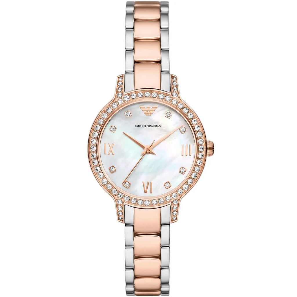 Emporio Armani Cleo White MOP Dial Two-tone Women's Watch - AR11499