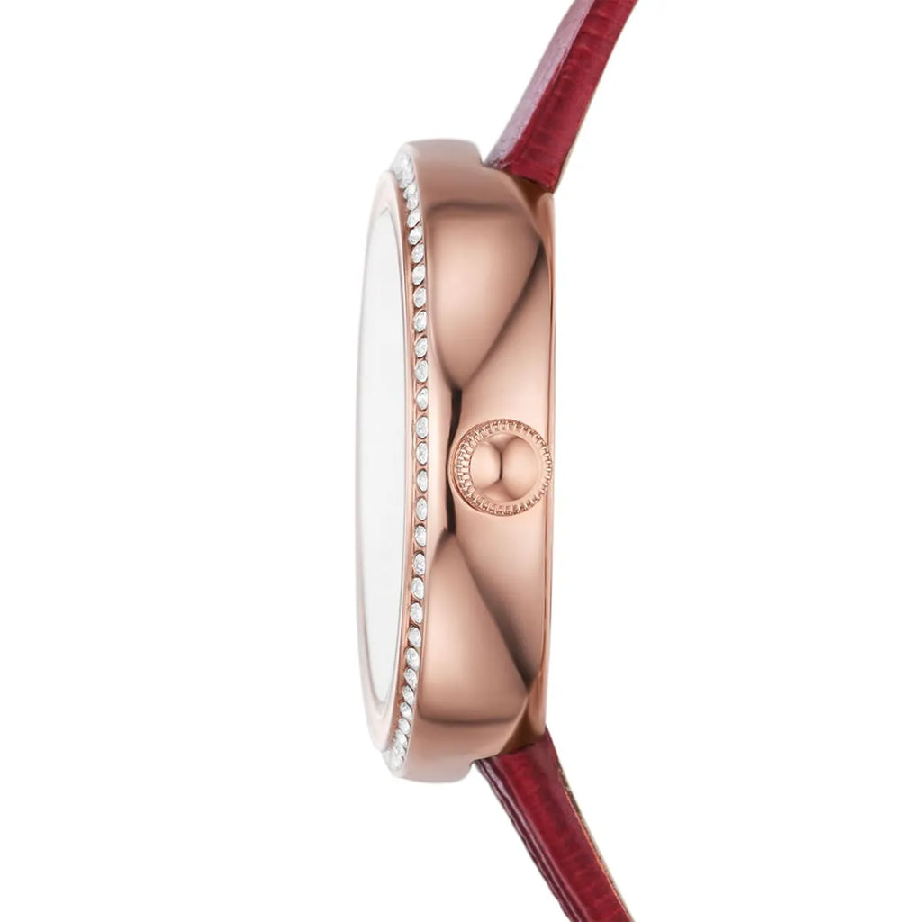 Emporio Armani Rosa Two-Hand Genuine Red Leather Ladies Watch - AR11532