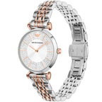 Emporio Armani Gianni T-Bar Silver Sunray Crystal Dial Two-tone Women's Watch - AR11537