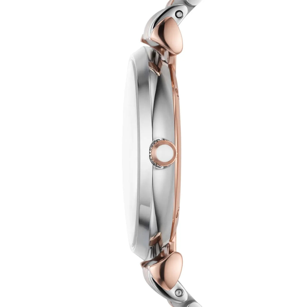 Emporio Armani Gianni T-Bar Silver Sunray Crystal Dial Two-tone Women's Watch - AR11537