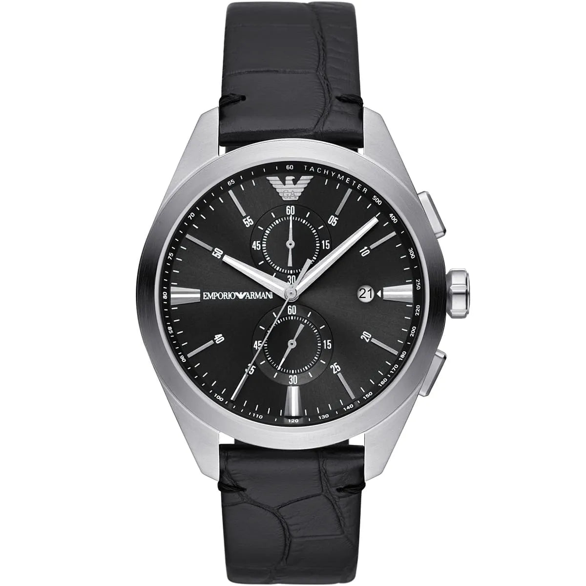 Emporio Armani Claudio Chronograaf Herenhorloge met Zwarte Echt Lederen Band - AR11542 Hoofdafbeelding