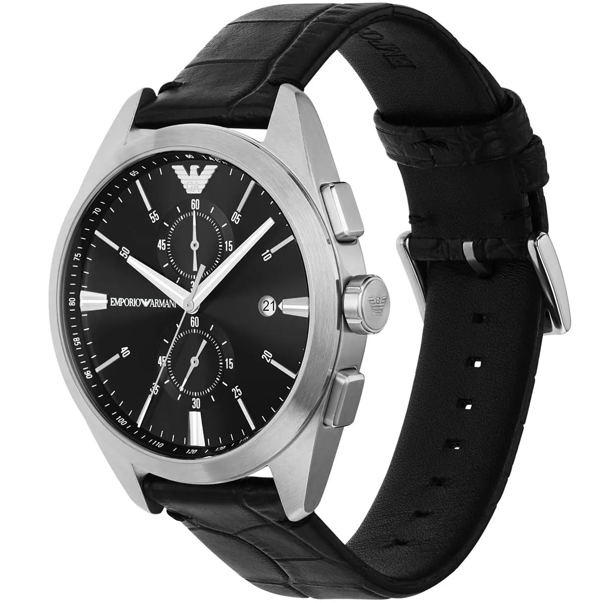 Emporio Armani Claudio Chronograph Black Genuine Leather Men's Watch - AR11542 Secundaire afbeelding