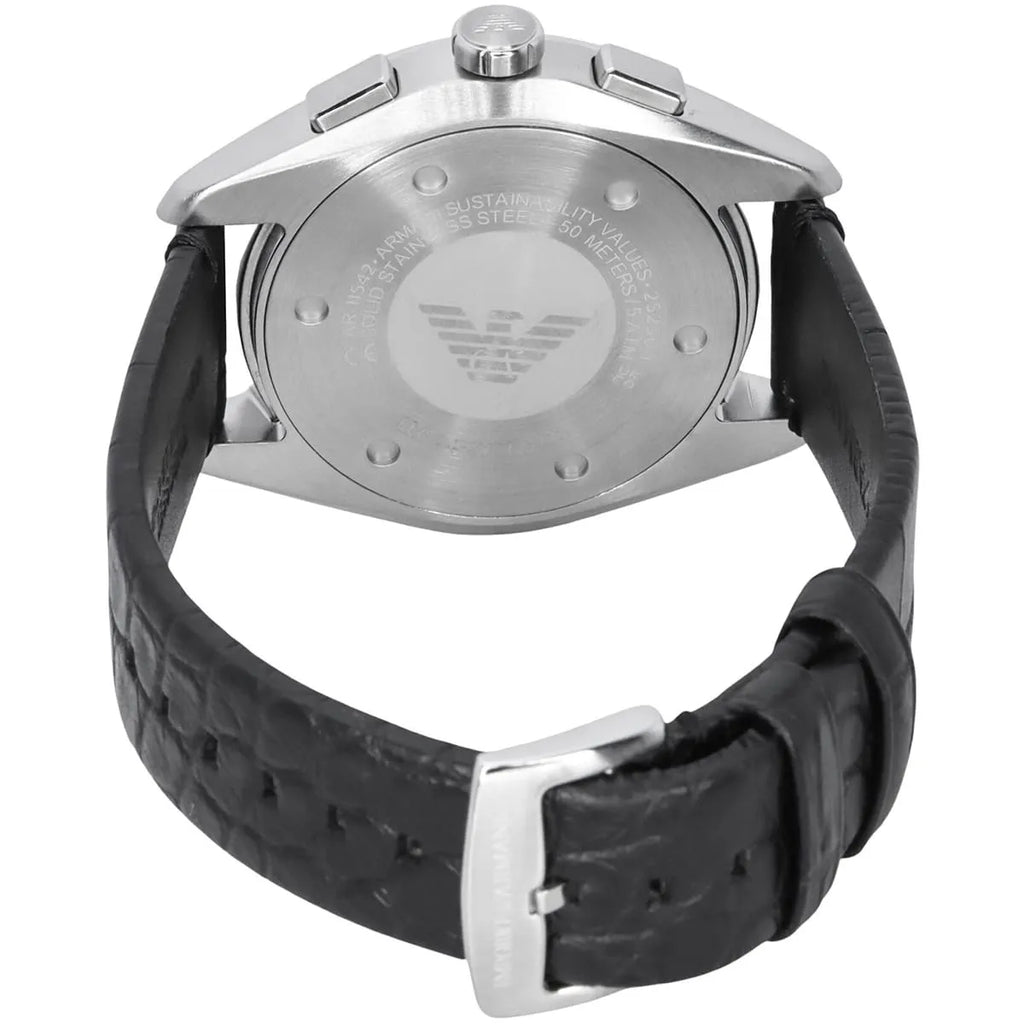 Emporio Armani Claudio Chronograph Black Genuine Leather Men's Watch - AR11542