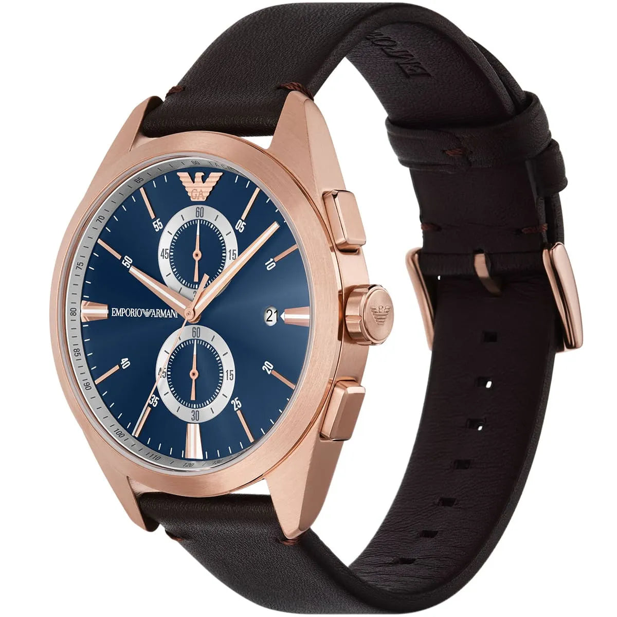 Emporio Armani Claudio Chronograph Dark brown Genuine Leather Men's Watch - AR11554 Secondary image