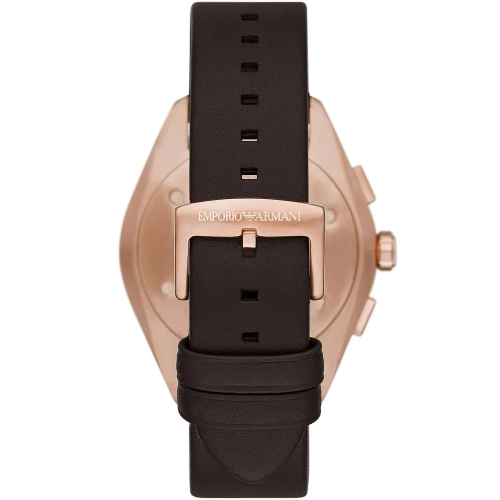 Emporio Armani Claudio Chronograph Dark brown Genuine Leather Men's Watch - AR11554