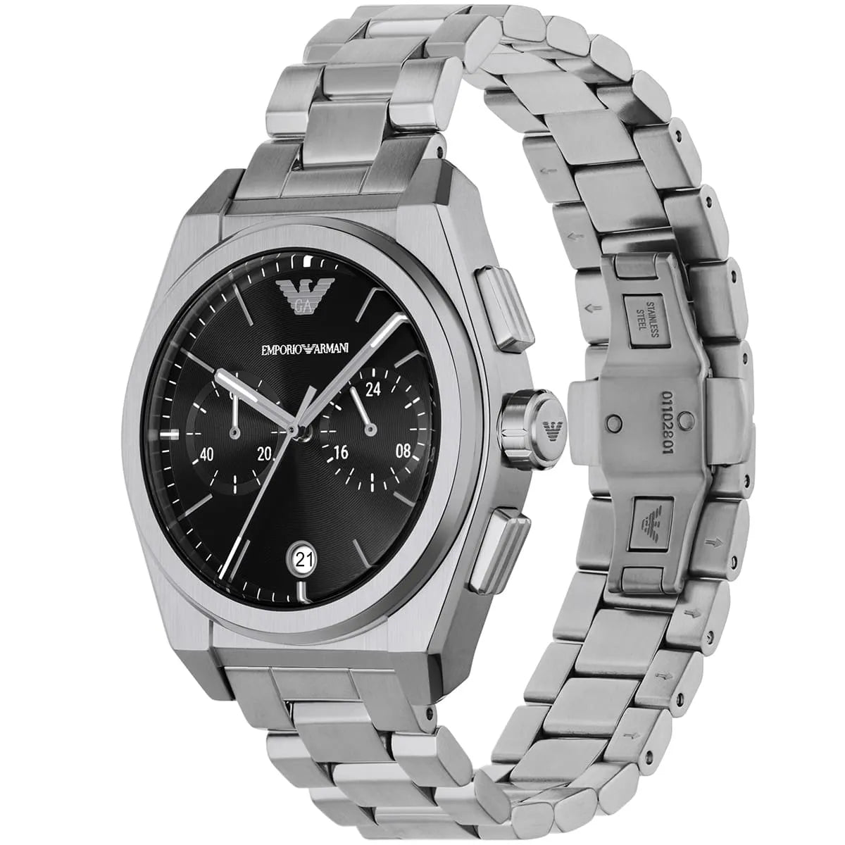 Emporio Armani Federico Chronograph Black Dial Silver Men's Watch - AR11560 Secundaire afbeelding