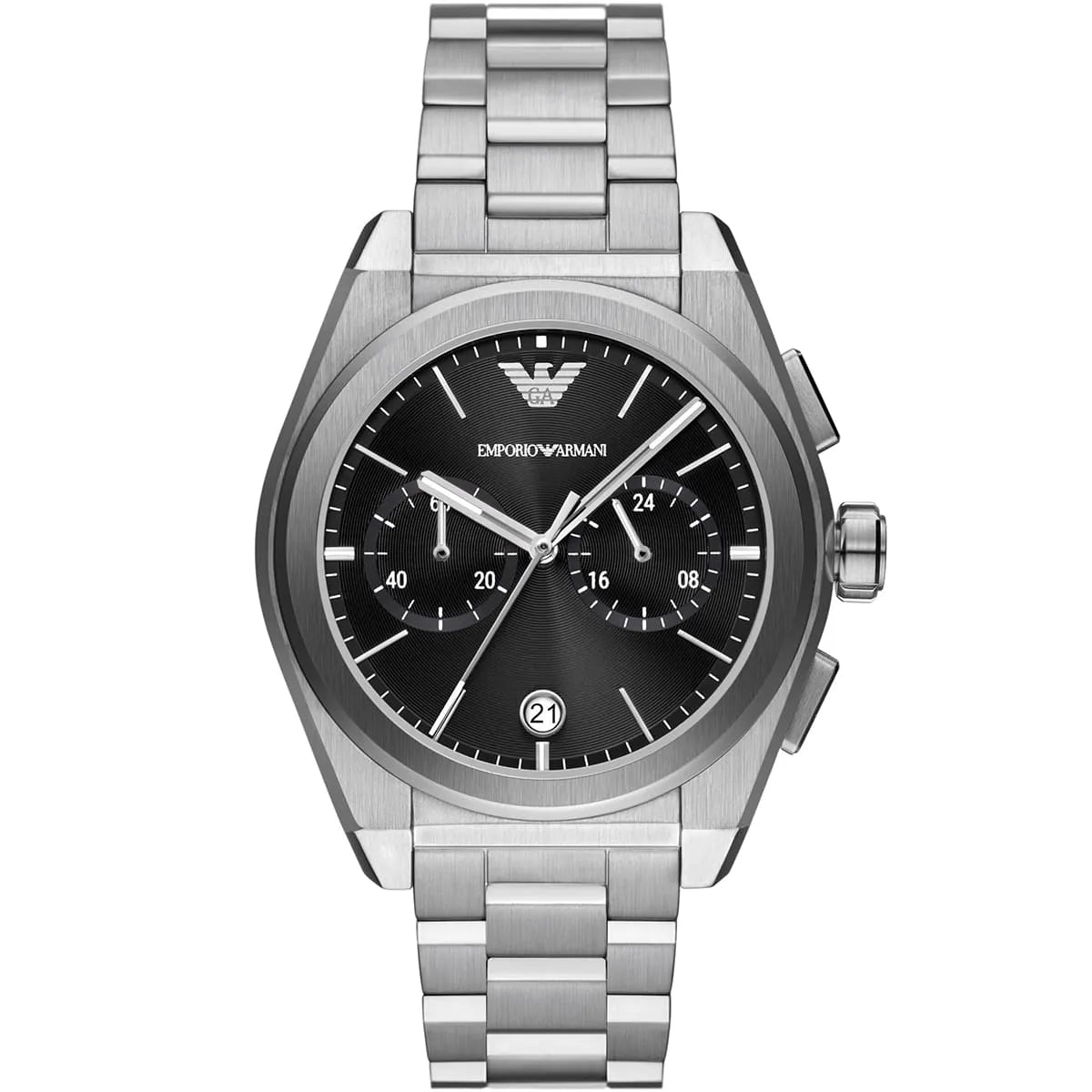 Emporio Armani Federico Chronograph Black Dial Silver Men's Watch - AR11560 Hoofdafbeelding