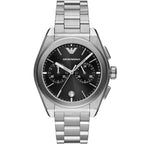 Emporio Armani Federico Chronograph Black Dial Silver Men's Watch - AR11560