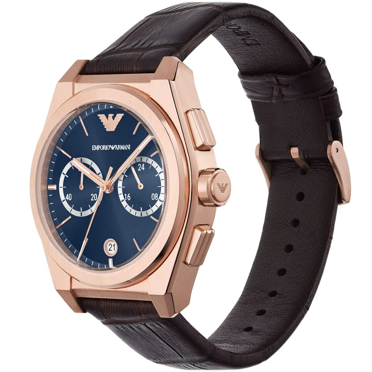 Emporio Armani Federico Chronograaf Herenhorloge met Bruine Echt Lederen Band - AR11563 Secundaire afbeelding