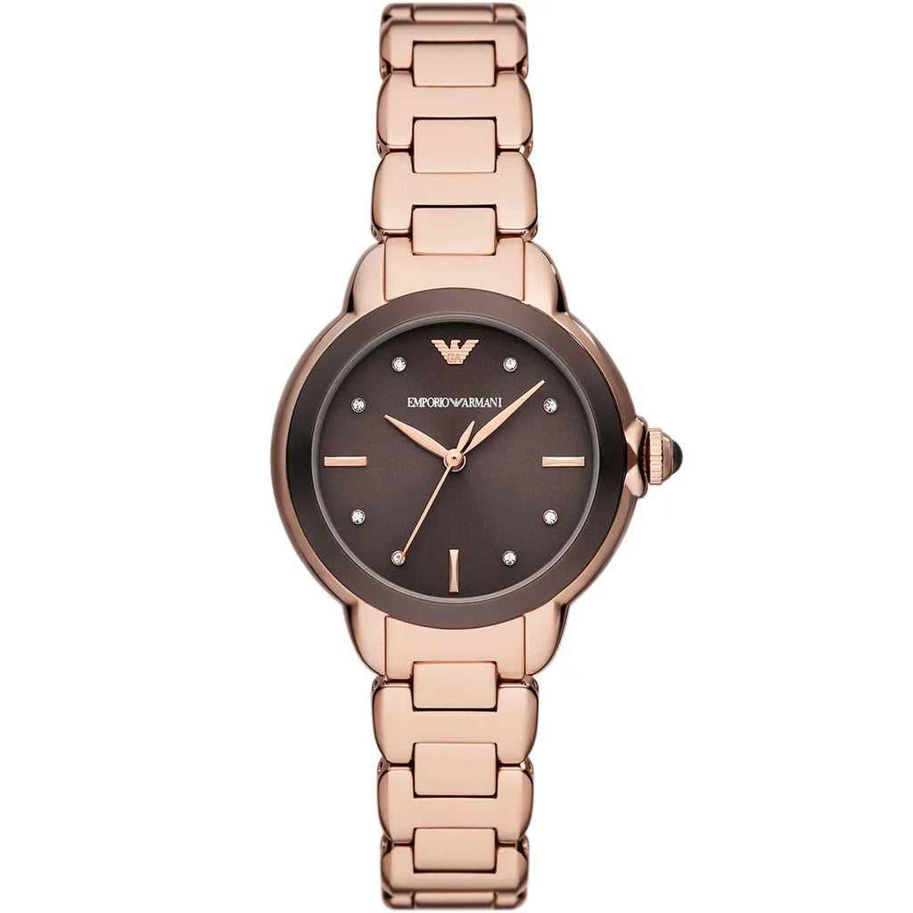 Emporio Armani Mia Brown Dial Rose Gold Women's Watch - AR11570