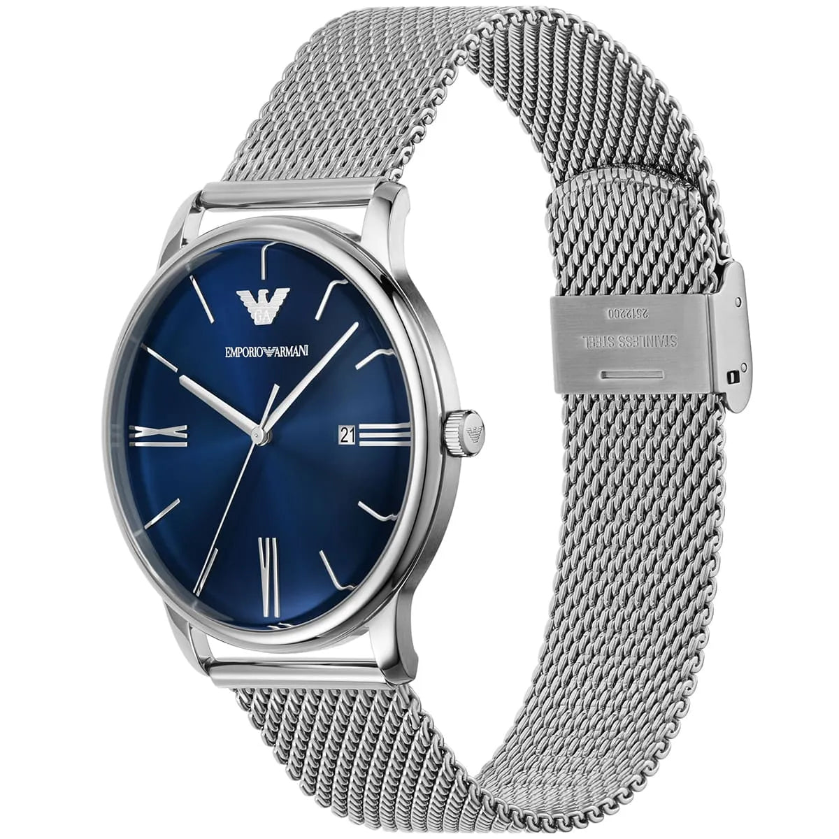 Emporio Armani Minimalist Blue Sunray Dial Silver Mesh Men's Watch - AR11571 Secondary image