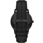 Emporio Armani Minimalist Three-Hand Date Black Genuine Leather Men's Watch - AR11573