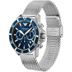 Emporio Armani Diver Chronograph Silver Mesh Men's Watch - AR11587