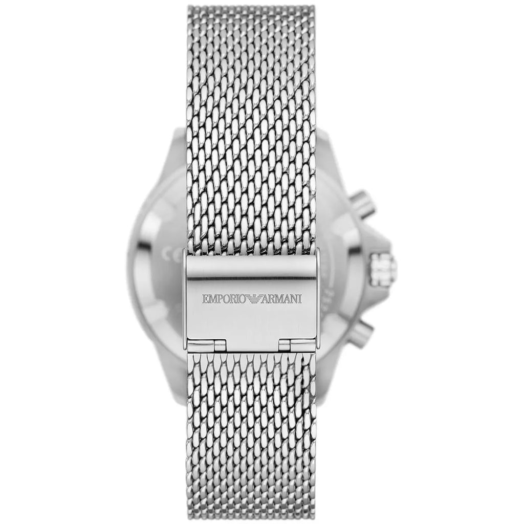 Emporio Armani Diver Chronograph Silver Mesh Men's Watch - AR11587