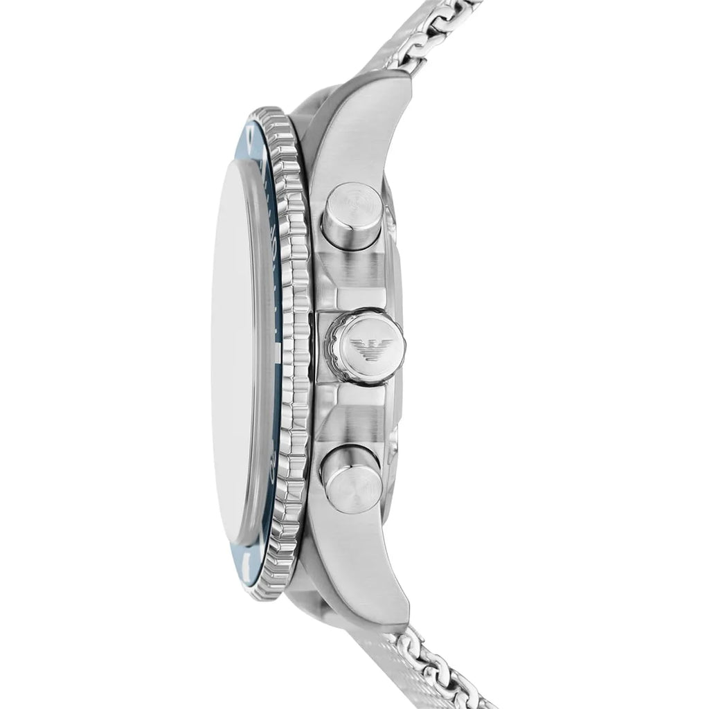 Emporio Armani Diver Chronograph Silver Mesh Men's Watch - AR11587
