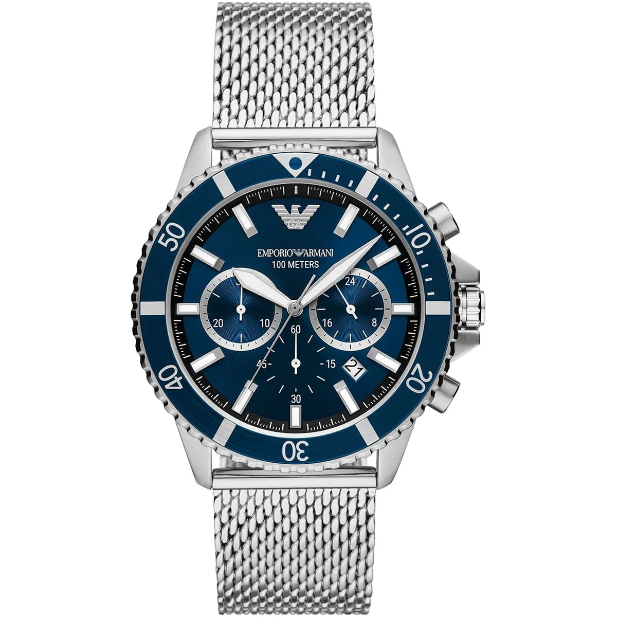 Emporio Armani Diver Chronograph Silver Mesh Men's Watch - AR11587 Hoofdafbeelding