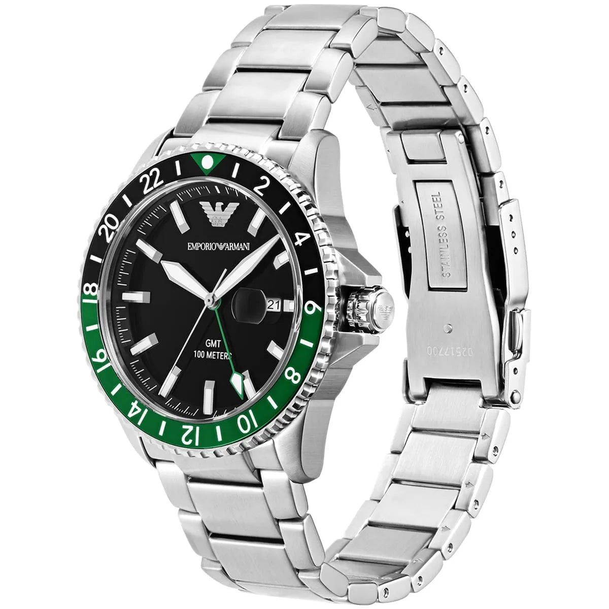 Emporio Armani Diver GMT Black Enamel Dial Silver Men's Watch - AR11589 Secondary image