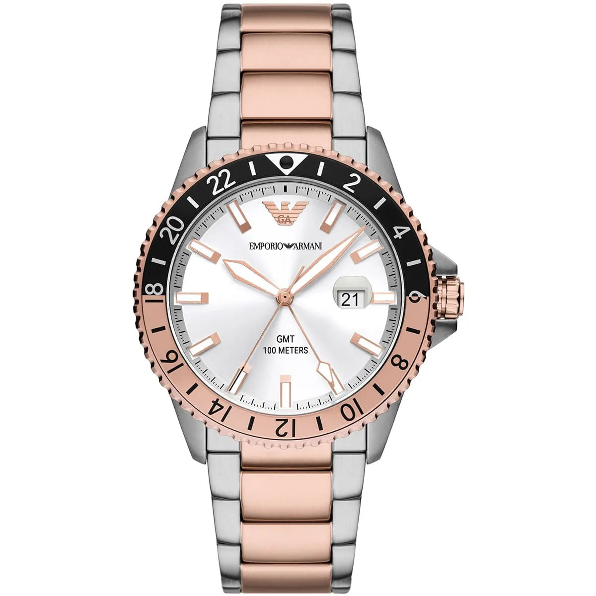 Emporio Armani Diver GMT White Sunray Dial Two-tone Men's Watch - AR11591 Hoofdafbeelding