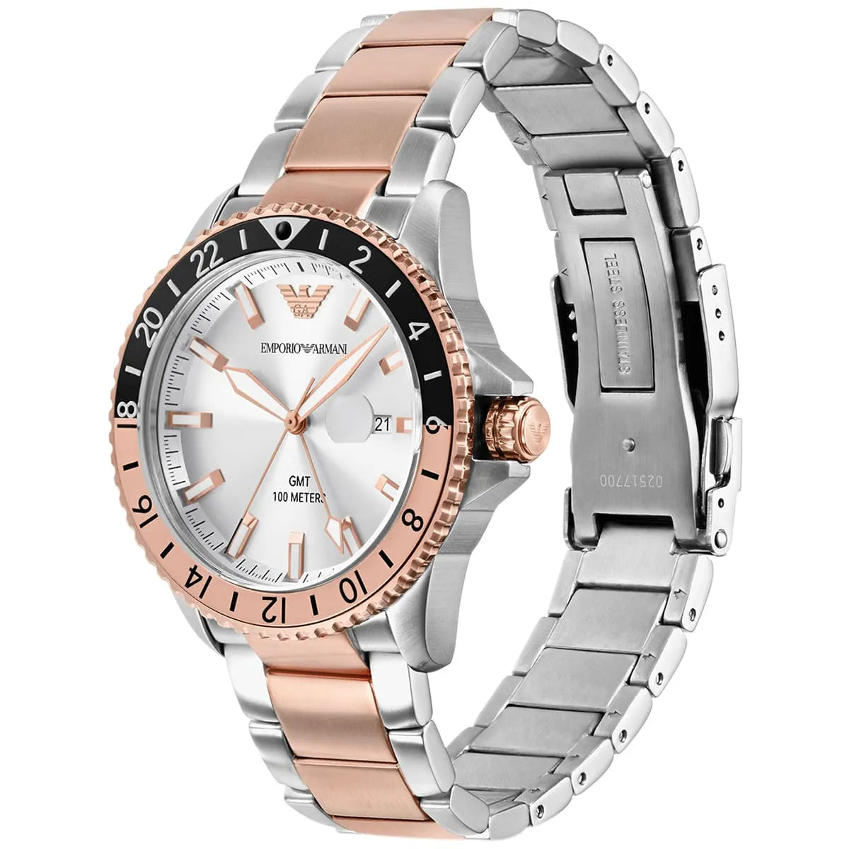 Emporio Armani Diver GMT herenhorloge met witte wijzerplaat en zonnestraalmotief - AR11591 Secundaire afbeelding