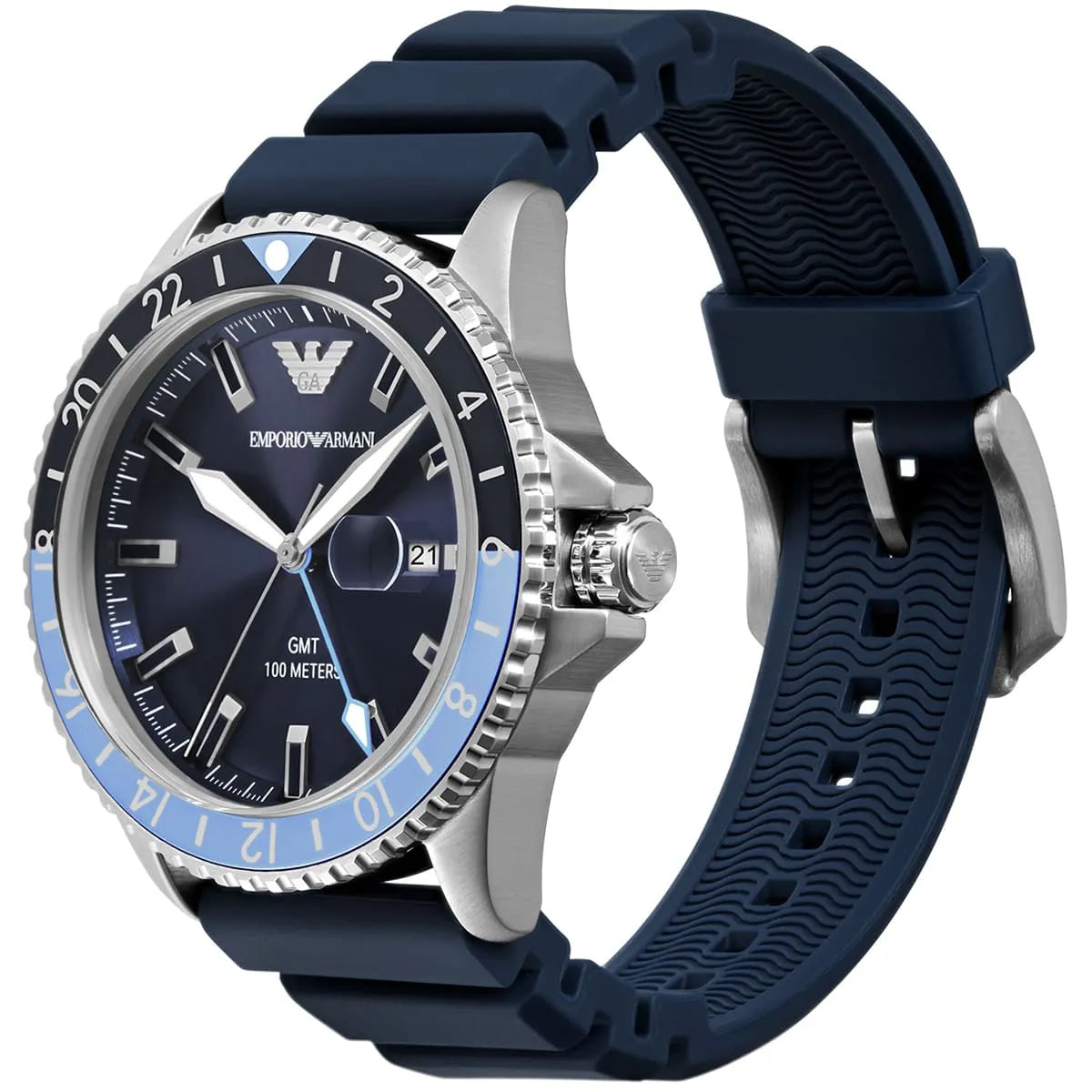 Emporio Armani Sea Explorer GMT Blue Silicone Men's Watch - AR11592 Secundaire afbeelding