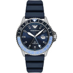 Emporio Armani Sea Explorer GMT Blue Silicone Men's Watch - AR11592