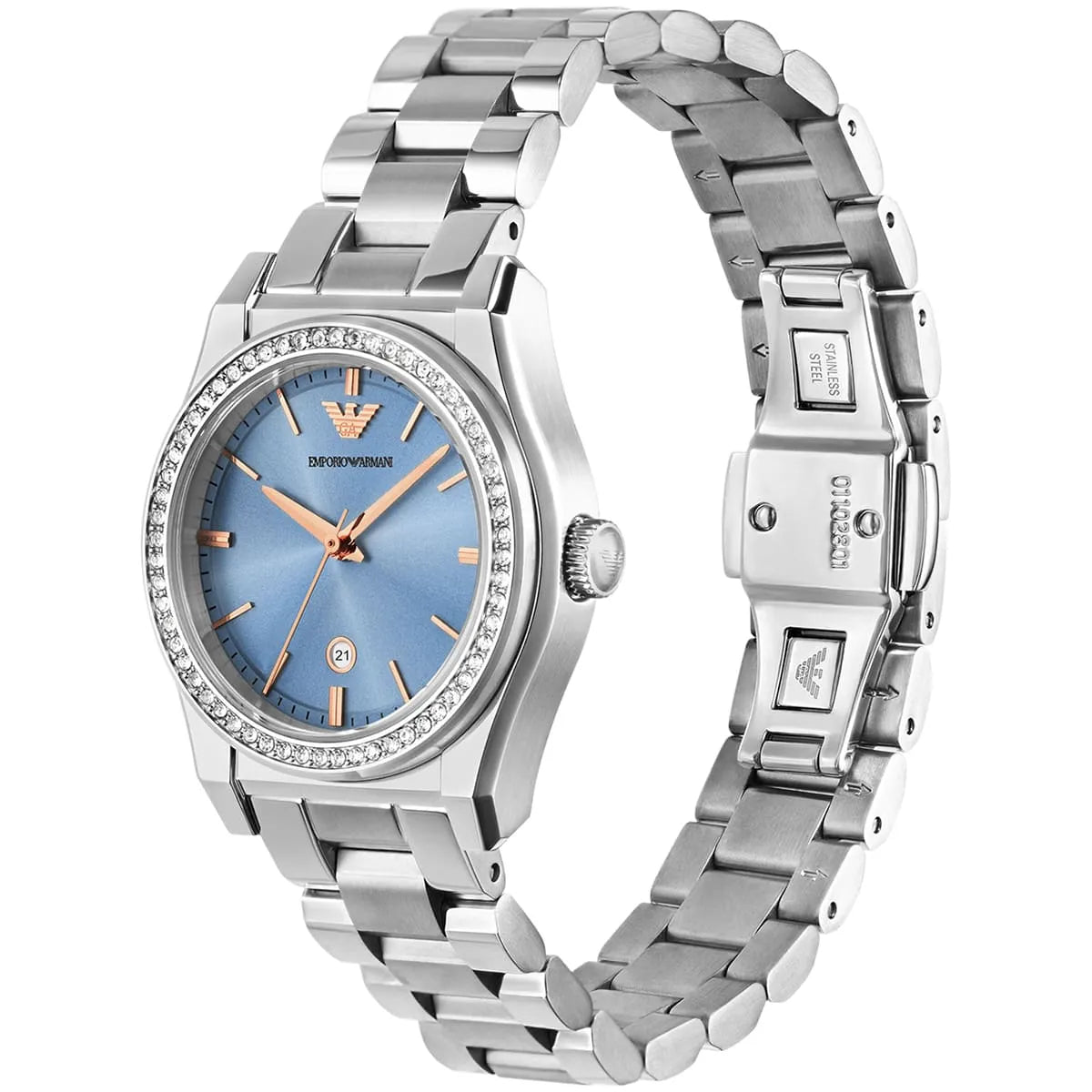 Emporio Armani Federica dameshorloge met blauwe wijzerplaat en zilveren accenten - AR11593 Secundaire afbeelding